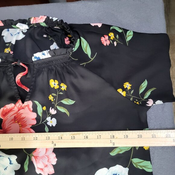 OLD NAVY FLORAL DRESS WOMENS M BLACK with Slip Ruffle Long Sleeve - Picture 8 of 10